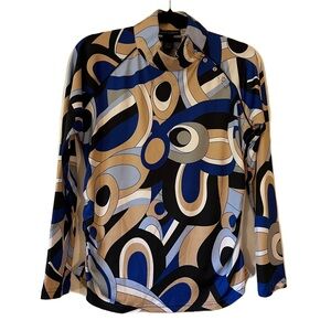 Birdy & Grace Stylish Geometric Print Women's Shirt Top Sz L